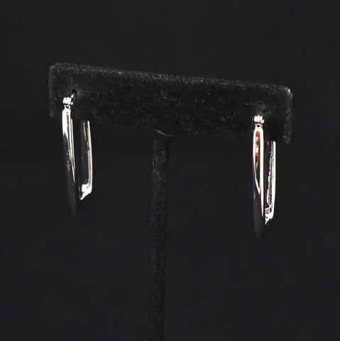 Rectangular Silver Hoop Earrings