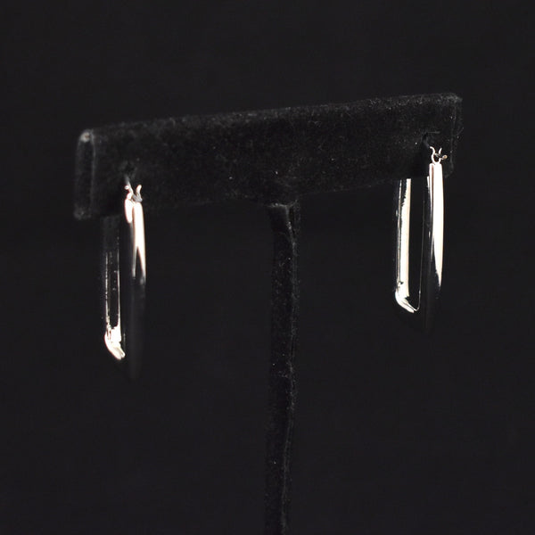 Rectangular Silver Hoop Earrings