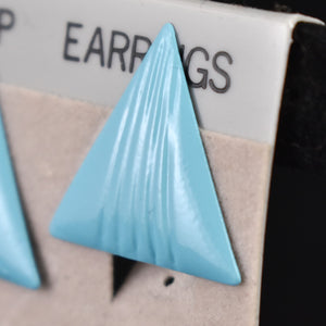 NOC Sky Blue Enamel Triangle Earrings