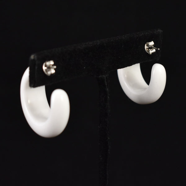 Chunky White Hoop Earrings