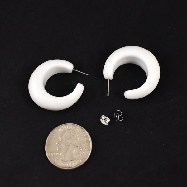 Chunky White Hoop Earrings