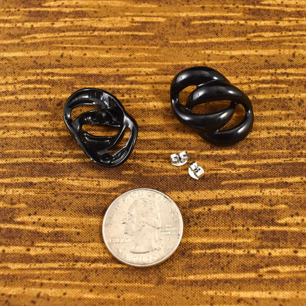 Black Chain Link Enamel Earrings