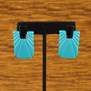 Teal Deco Inpired 80s Earrings