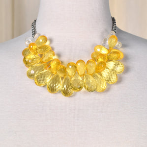 Playful Yellow Teardrop Faceted Necklace