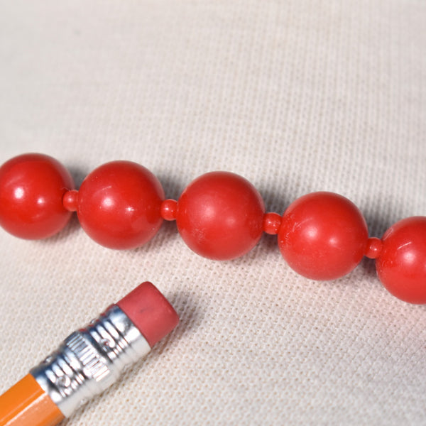 Long Red Bead Necklace