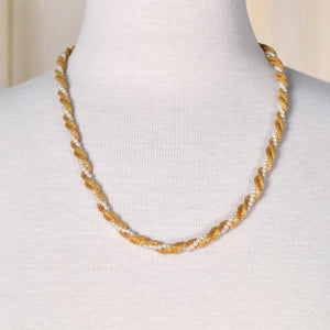 Gold & Pearl Rope Twisted Necklace