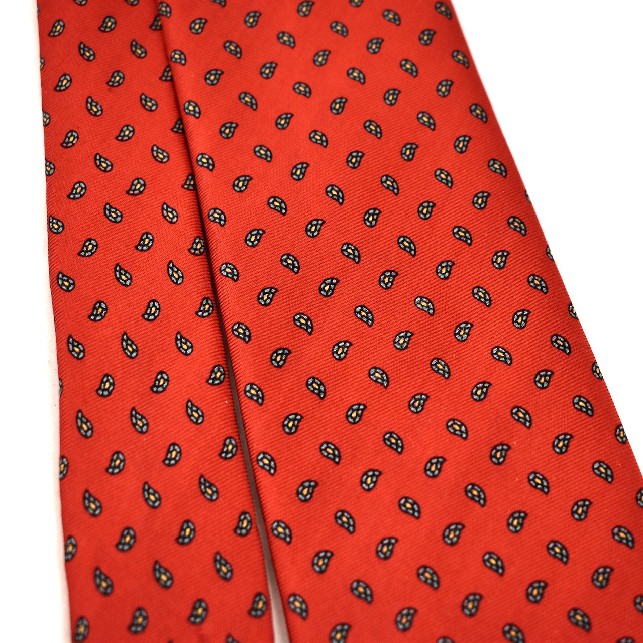 1980s Red Tiny Paisley Long Tie