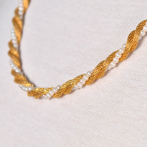 Gold & Pearl Rope Twisted Necklace