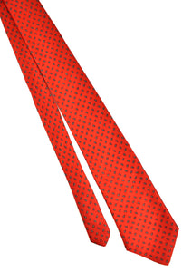 1980s Red Tiny Paisley Long Tie