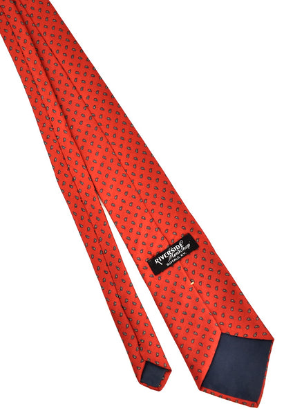 1980s Red Tiny Paisley Long Tie