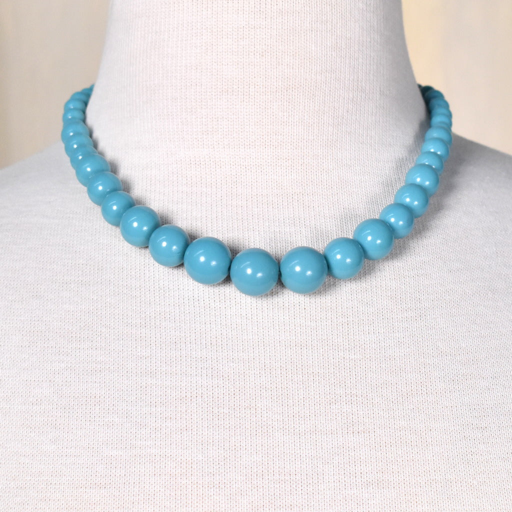 Graduated Sky Blue Bead Necklace