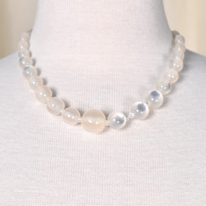 White Moon Glow Graduated Necklace