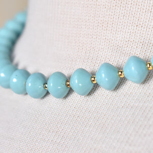 Light Turquoise & Gold Spacer Bead Necklace