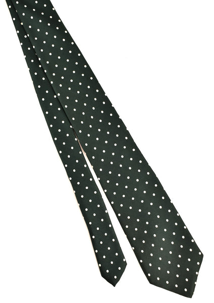 1970s Green & Cream Polka Dot Tie