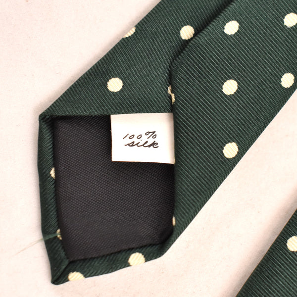 1970s Green & Cream Polka Dot Tie