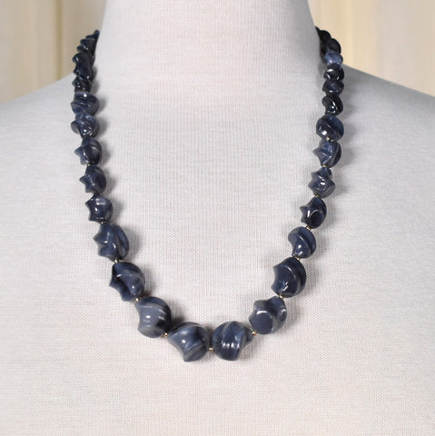 Gray Swirl Textured Bead Necklace