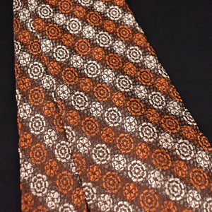 1960s Brown & Tan Target Floral Striped Tie