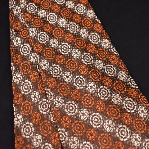 1960s Brown & Tan Target Floral Striped Tie