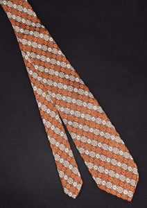 1960s Brown & Tan Target Floral Striped Tie
