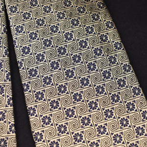 1980s Navy & Gold Swirls & Flowers Tie
