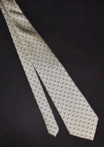1980s Navy & Gold Swirls & Flowers Tie