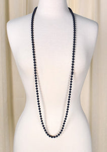 Long Navy Blue Bead Necklace