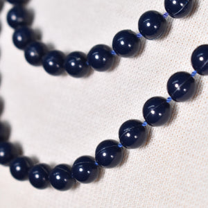 Long Navy Blue Bead Necklace
