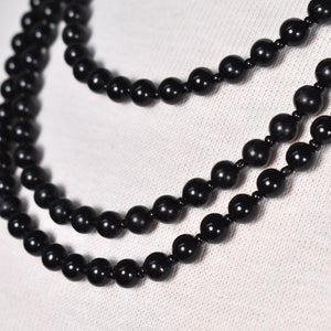 Extra Long Black Bead Necklace