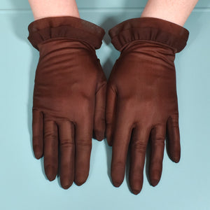 Sheer Brown Ruffle Wrist Gloves