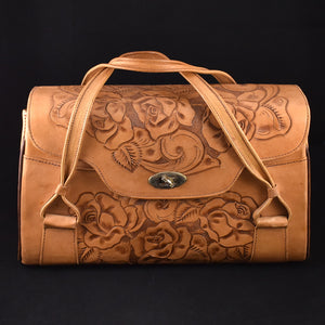 1960s Tooled Leather Rose Handbag