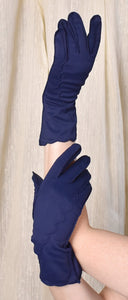 Navy Scallop Design Gloves