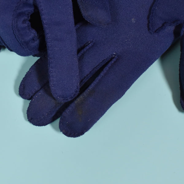 Navy Scallop Design Gloves
