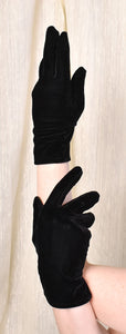 Stretchy Short Black Velvet Gloves