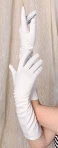 Long Off White Plain Gloves