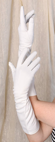 Long Off White Plain Gloves