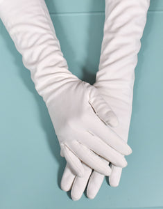 Long Off White Plain Gloves