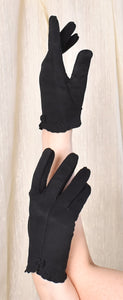 Short Black Tiny Bow Gloves