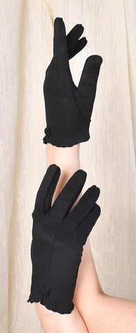 Short Black Tiny Bow Gloves