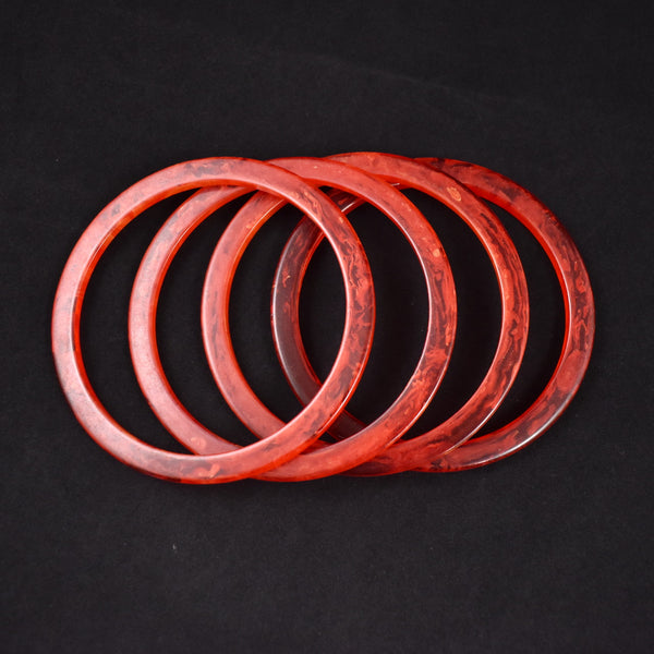 Set of 4 Red Swirl Bangle Bracelets