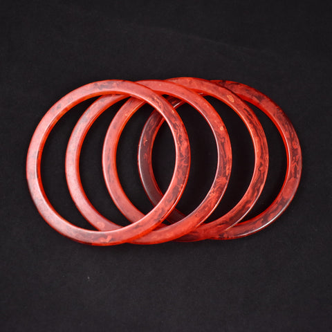 Set of 4 Red Swirl Bangle Bracelets