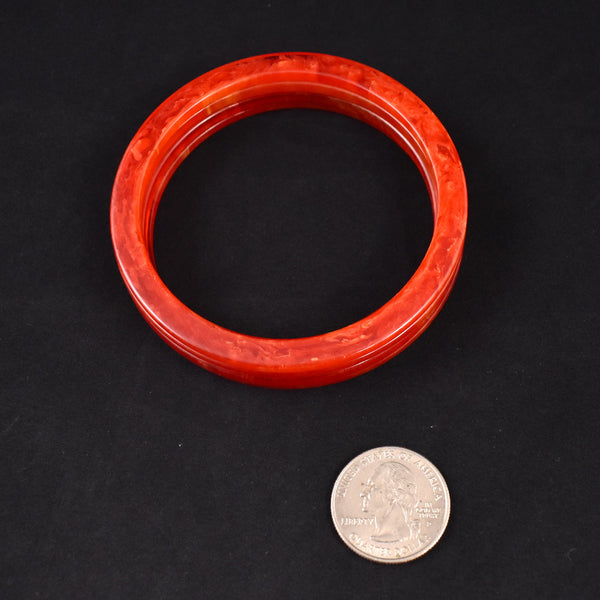 Set of 4 Red Swirl Bangle Bracelets