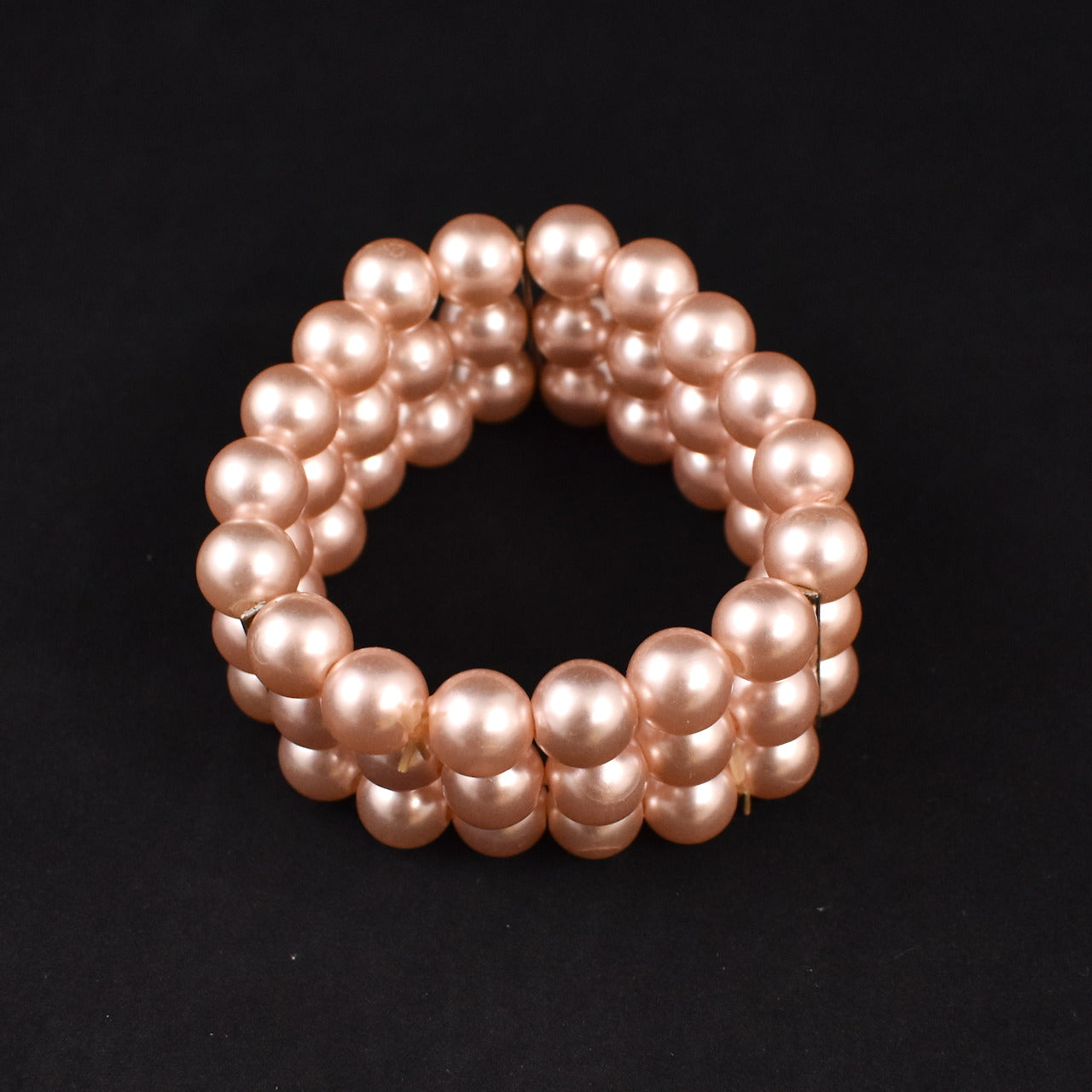 Elastic Triple Pink Pearl Bracelet