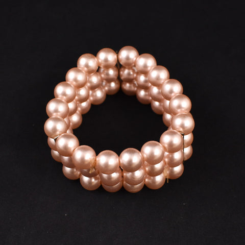 Elastic Triple Pink Pearl Bracelet
