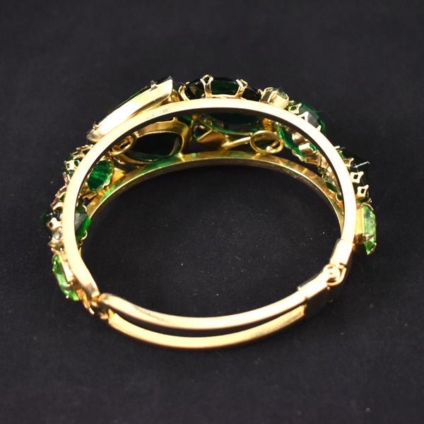 Large Green Crystal Hinge Bracelet