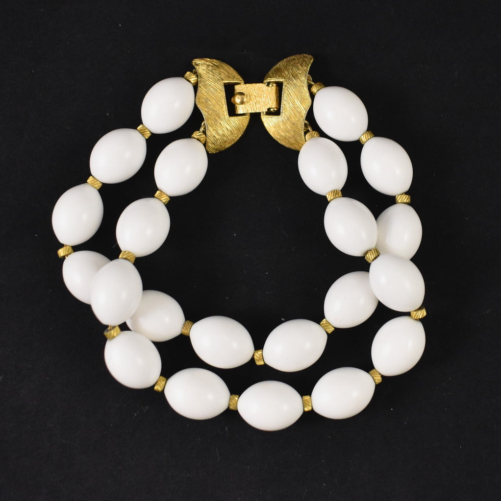 Monet Double Strand White Bead Bracelet