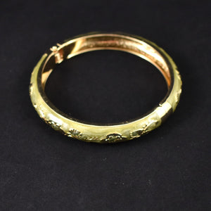 Gold Leaf Cloisonné Hinge Bangle Bracelet