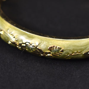 Gold Leaf Cloisonné Hinge Bangle Bracelet