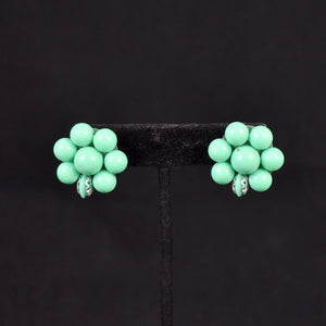 Aqua Bead Cluster Earrings