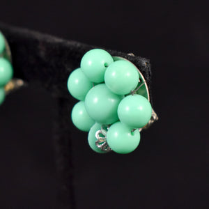 Aqua Bead Cluster Earrings