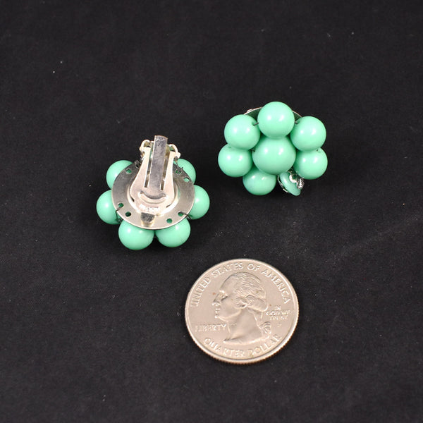Aqua Bead Cluster Earrings